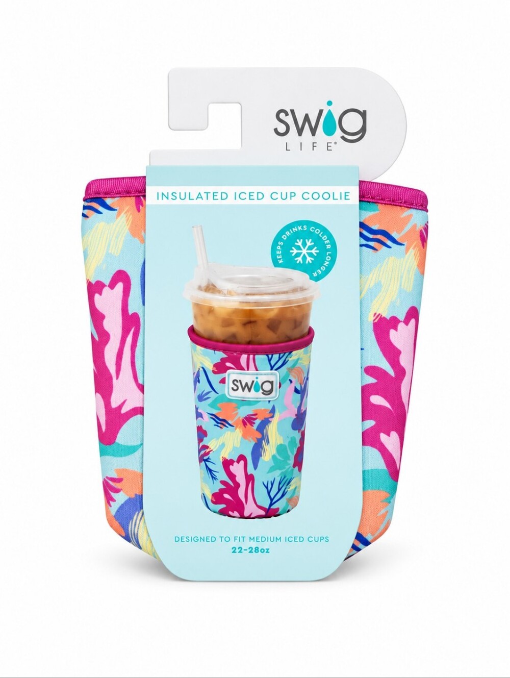 Swig Life Floral Insulated Iced Cup Coolie 22-28 Oz NWT